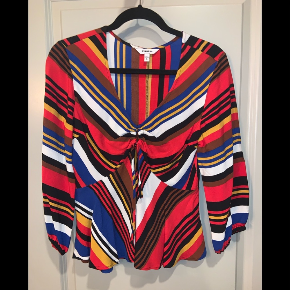 Express Multi Colored Peasant Top Size Medium NWOT